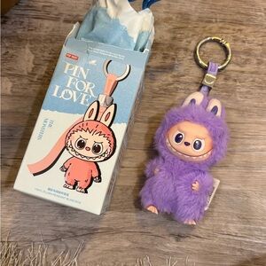 Purple Plush Keychain with Cute Character